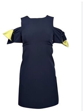 Milly Navy Cold Shoulder Dress with Bow Sleeves Mini S Elegant Chic